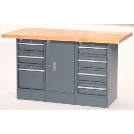 GoVets™ Workbench w/ Maple Square Edge Top 7 Drawers & 1 Cabinet 60