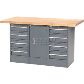 GoVets™ Workbench w/ Maple Square Edge Top 8 Drawers & 1 Cabinet 60