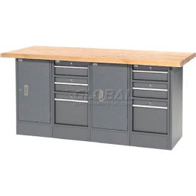 GoVets™ Workbench w/ Maple Square Edge Top 6 Drawers & 2 Cabinets 72