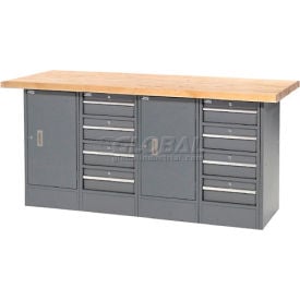GoVets™ Workbench w/ Maple Square Edge Top 8 Drawers & 2 Cabinets 72