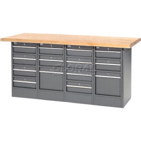 GoVets™ Workbench w/ Maple Square Edge Top & 14 Drawers 72