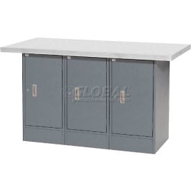 GoVets™ Workbench w/ Laminate Square Edge Top & 3 Cabinets 60