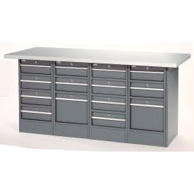 GoVets™ Workbench w/ Laminate Square Edge Top & 14 Drawers 72