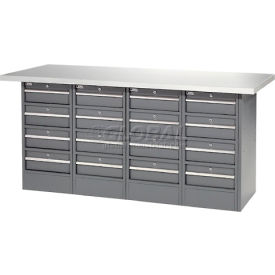 GoVets™ Workbench w/ Laminate Square Edge Top & 16 Drawers 72