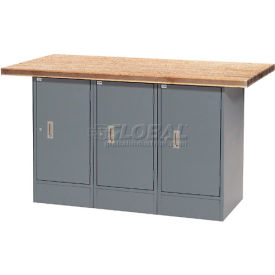 GoVets™ Workbench w/ Shop Top Square Edge & 3 Cabinets 60