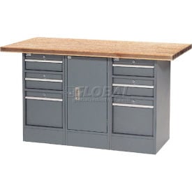 GoVets™ Workbench w/ Shop Top Square Edge 6 Drawers & 1 Cabinet 60