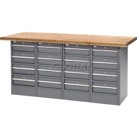 GoVets™ Workbench w/ Shop Top Square Edge & 16 Drawers 72