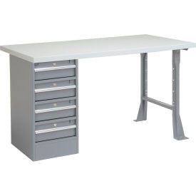 GoVets™ 60 x 30 Pedestal Workbench - 4 Drawers Plastic Laminate Square Edge - Gray 678607