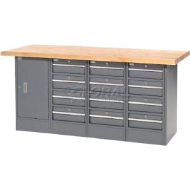 GoVets™ Workbench w/ Maple Square Edge Top 12 Drawers & 1 Cabinet 72