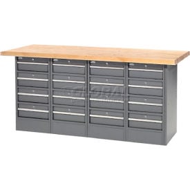 GoVets™ Workbench w/ Maple Square Edge Top & 16 Drawers 72