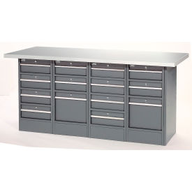 GoVets™ Workbench w/ Laminate Square Edge Top & 14 Drawers 72