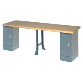 GoVets™ Extra Long Industrial Workbench Safety Edge 2 Cabinets 144