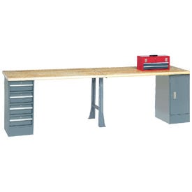 GoVets™ 120x30 Extra Long Industrial Workbench Shop Safety Edge 1 Cabinet 4 Drawer 962607