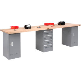GoVets™ 120x30 Production Workbench Maple Square Edge Top 2 Cabinet 4 Drawer GY 975607