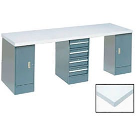GoVets™ 120x30 Production Workbench Laminate Square Edge Top 2 Cabinet 4 Drawer GY 987607