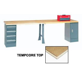 GoVets™ 120x30 Production Workbench Shop Square Edge Cabinet 4 Drawer 1 Leg GY 990607