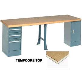 GoVets™ 120x30 Production Workbench Shop Square Edge Cabinet 3 Drawer 1 Leg GY 996607