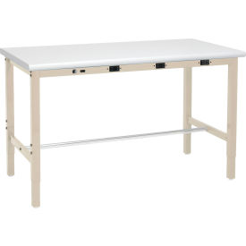 GoVets™ 48 x 30 Adjustable Height Workbench - Power Apron ESD Safety Edge Tan 263BTNA607