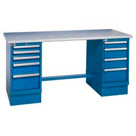 GoVets™ 72 x 30 ESD Square Edge Pedestal Workbench with 8 Drawers 879253