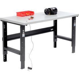 GoVets™ Adjustable Height C-Channel Leg Workbench ESD Square Edge Black 60