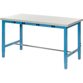 GoVets™ 60 x 36 Adjustable Height Workbench - Power Apron ESD Square Edge Blue 993BBLA606