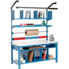 GoVets™ Complete Packing Workbench W/Power Apron Laminate Square Edge 60