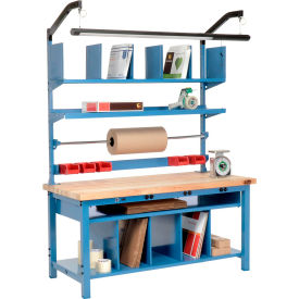 GoVets™ Complete Packing Workbench W/Power Butcher Block Square Edge 60