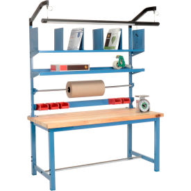GoVets™ Packing Workbench W/Riser Kit Maple Butcher Block Square Edge 72