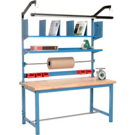 GoVets™ Packing Workbench W/Riser Kit Maple Butcher Block Safety Edge 72