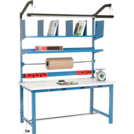 GoVets™ Packing Workbench W/Riser Kit & Power Apron ESD Square Edge 60
