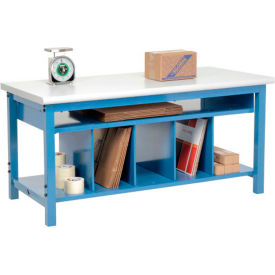 GoVets™ Packing Workbench W/Lower Shelf Kit Laminate Safety Edge 72