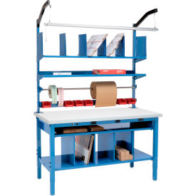 GoVets™ Complete Packing Workbench W/Power Apron Laminate Square Edge 60