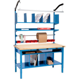 GoVets™ Complete Packing Workbench W/Power Butcher Block Square Edge 60