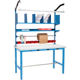 GoVets™ Packing Workbench W/Riser Kit & Power Apron Laminate Square Edge 60