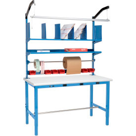 GoVets™ Packing Workbench W/Riser Kit & Power Apron Laminate Safety Edge 72