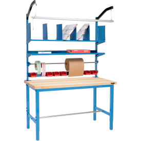 GoVets™ Packing Workbench W/Riser Kit Maple Butcher Block Square Edge 60
