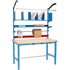 GoVets™ Packing Workbench W/Riser Kit & Power Apron Maple Square Edge 72