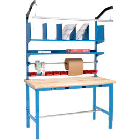 GoVets™ Packing Workbench W/Riser Kit & Power Apron Maple Safety Edge 60