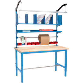 GoVets™ Packing Workbench W/Riser Kit Maple Butcher Block Safety Edge 72