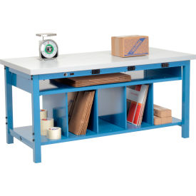 GoVets™ Packing Workbench W/Lower Shelf & Power Laminate Square Edge 60