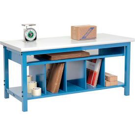 GoVets™ Packing Workbench W/Lower Shelf Kit Laminate Safety Edge 60