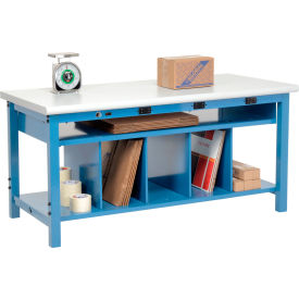 GoVets™ Packing Workbench W/Lower Shelf & Power Laminate Safety Edge 60