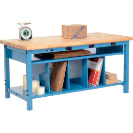 GoVets™ Packing Workbench W/Lower Shelf & Power Maple Safety Edge 60