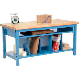 GoVets™ Packing Workbench W/Lower Shelf Kit Butcher Block Safety Edge 72