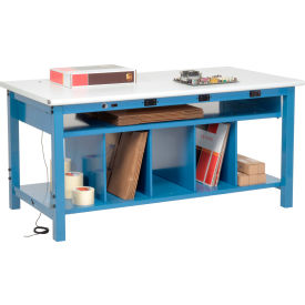 GoVets™ Packing Workbench W/Lower Shelf & Power ESD Safety Edge 60