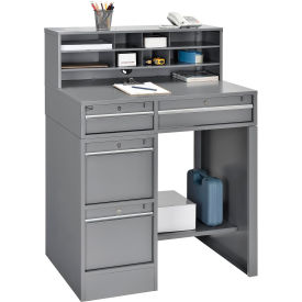 GoVets™ Pedestal Shop Desk w/ 4 Drawers & Shelf 38