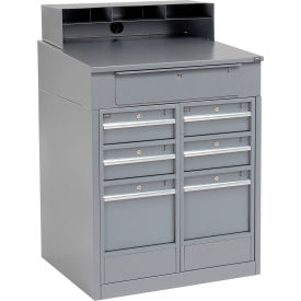 GoVets™ Cabinet Shop Desk w/ Riser & 7 Drawers 34-1/2