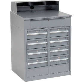 GoVets™ Cabinet Shop Desk w/ Riser & 9 Drawers 34-1/2