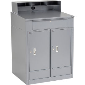GoVets™ Cabinet Shop Desk w/ Riser & 2 Cabinets 34-1/2