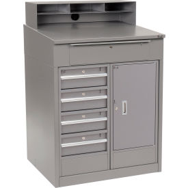 GoVets™ Cabinet Shop Desk w/ Riser & 5 Drawers 34-1/2